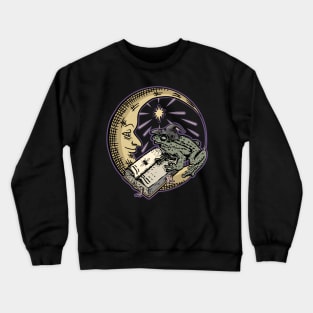 Witchy Cottagecore Frog, Spell Book and Moon Crewneck Sweatshirt